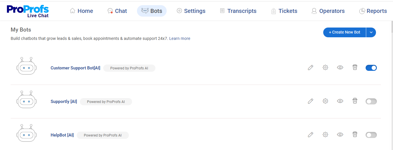 ProProfs AI Chatbot Preview