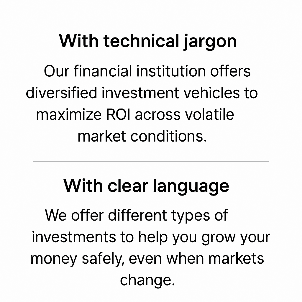 Customer communication strategy - avoid jargon