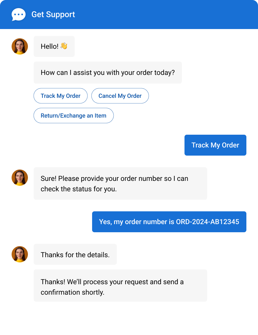 Customer support chatbot template ProProfs